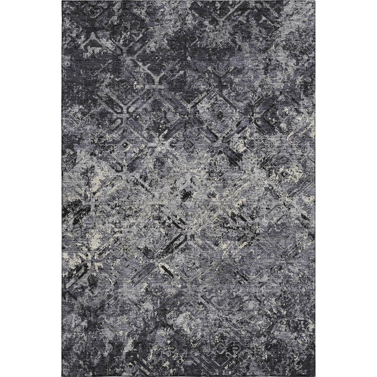 Premium Machine Washable Prisco Black Rug