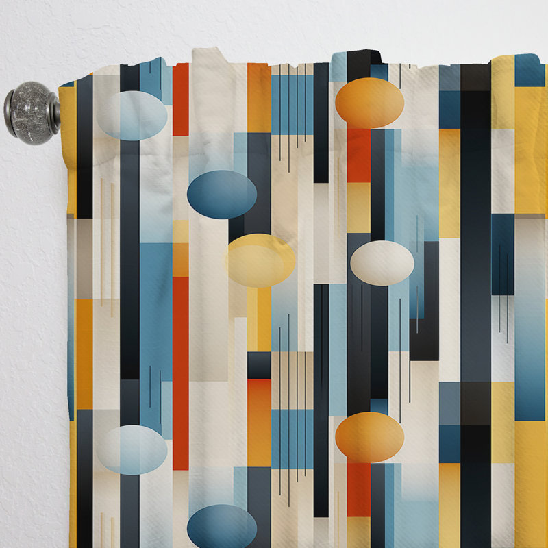 Retro Futurism Striped Motif I - Rideau rayé - Rideau rayé obscurcissant - 1 panneaux, L 52 po x L 120 po