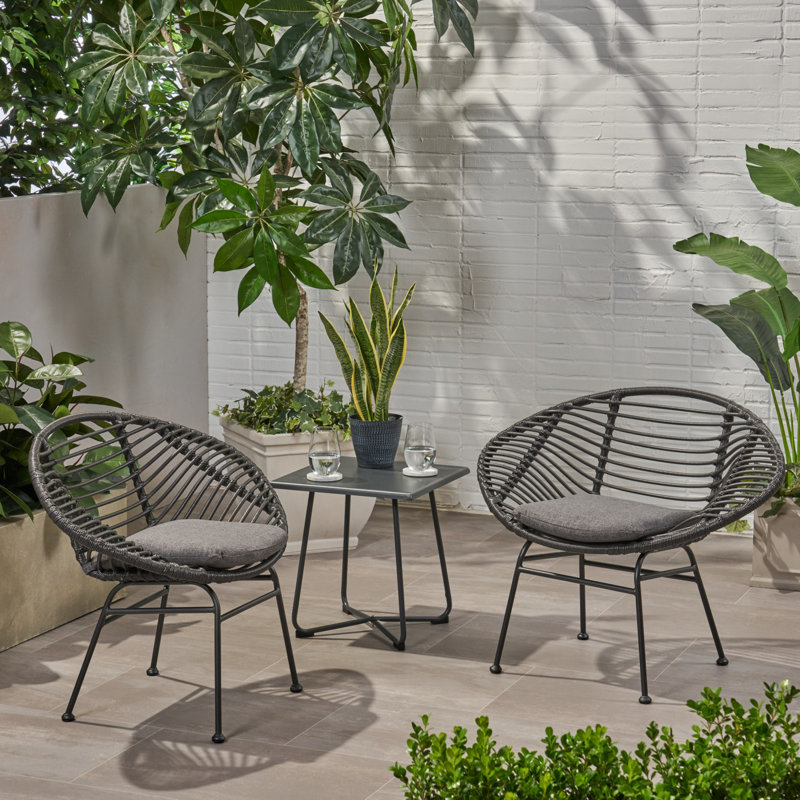Chaise d'extérieur moderne, Gris foncé / Noir