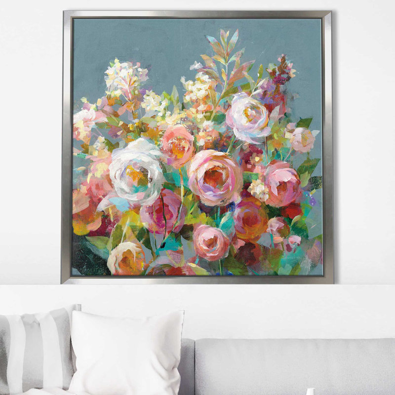 Joy of the Garden Square II - Peinture, Cadre flottant argent, H 31,5 po x l 31,5 po x P 2 po
