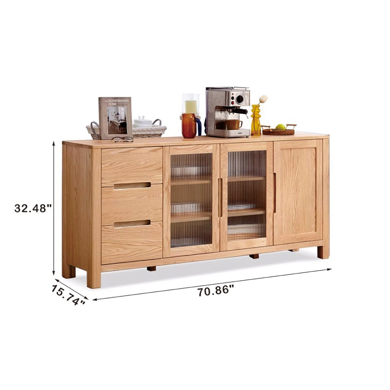 Buffet en bois massif 70,86 po Rajna, Naturel