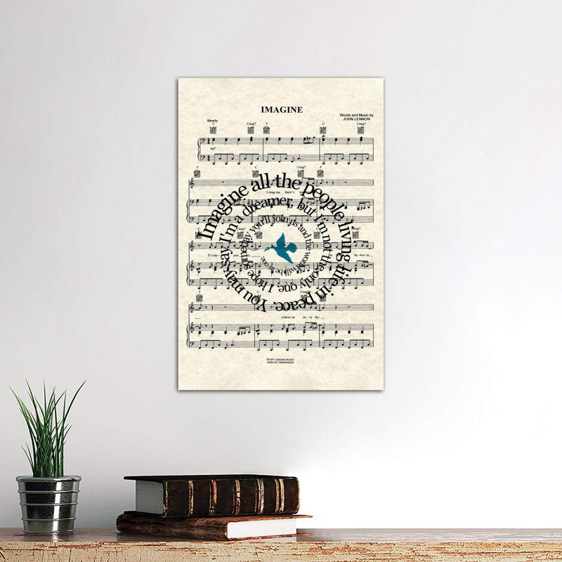 Imagine - Blue Dove by WordsAndMusicArt - Wrapped Canvas Print, 66.04 cm H x 45.72 cm W x 3.175 cm D