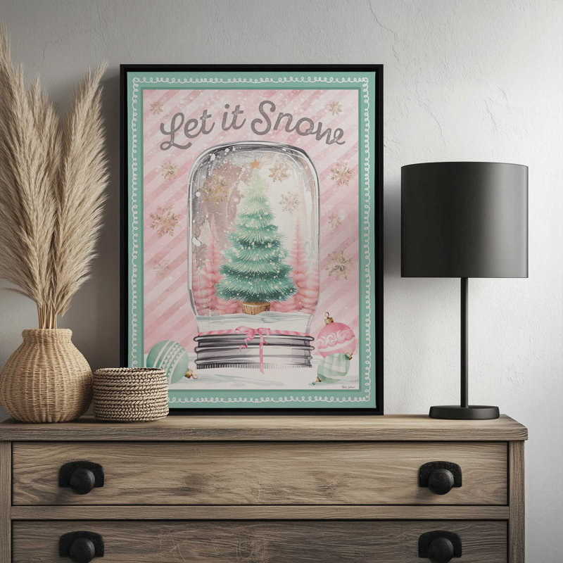«Let It Snow Canning Jar» par Nicole DeCamp, reproduction d'art, 12 W x 16 H, Toile avec cadre, Tan