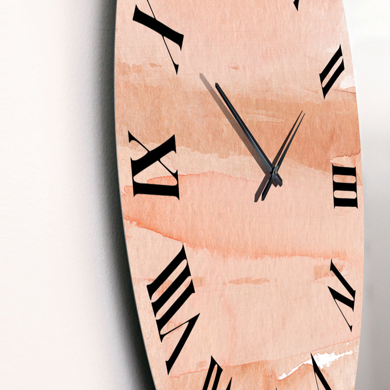Impression abstraite rose et orange - Horloge murale moderne, Moyen
