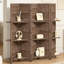 Paravent à 5 panneaux, cloison d'intimité en bois de paulownia massif avec tablettes, grand mur autoportant pour le bureau à domicile et le salon