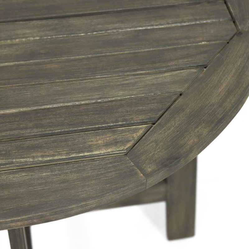 Half-Round Bistro Table, Grey, Constructed With Wood, Foldable Design Grey Wood And For Convenience