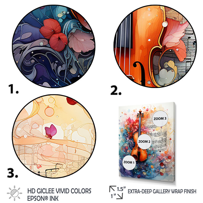 «Brown and Blue Classic Violin Music», Toile tendue, H 20 po x l 12 po x P 1 po