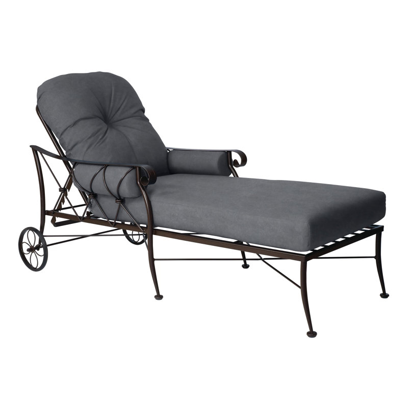 Derby Outdoor Chaise Lounge, Spectrum Indigo Sunbrella® Plainweave, Chestnut Brown