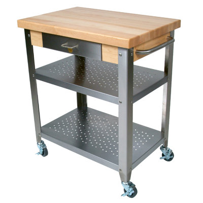 Cucina Elegante Kitchen Cart with Wood Top