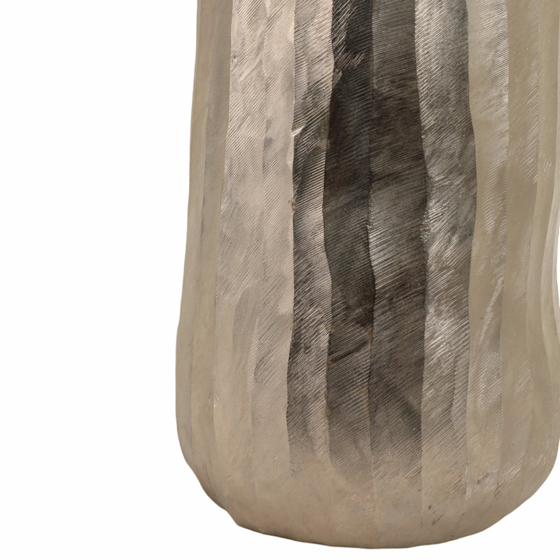 Sagebrook Home 58" Rounded Etched Metal Floor Vase, Silver, 58" H x 9" W x 9" D