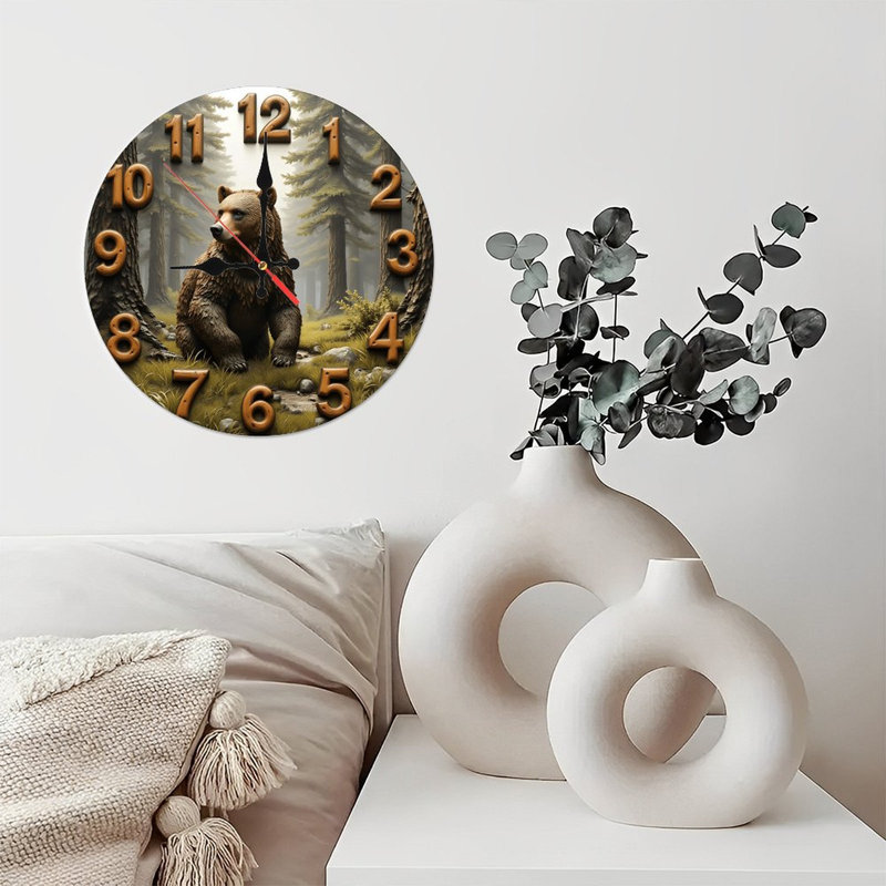 Horloge murale ours en bois