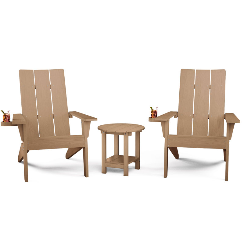 Chaise Adirondack en plastique avec table Caddo, Jaune