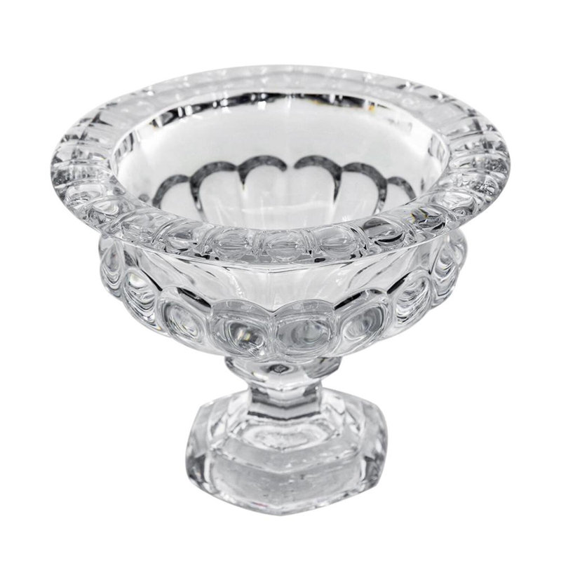 Bol à piédestal en verre transparent 8 po x 6 po, vase décoratif d'inspiration rétro pour manteau de cheminée, table, fleurs, fruits ou pièce maîtresse