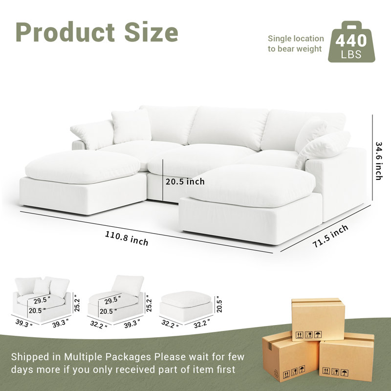 Canapé modulaire surdimensionné Cloud, Blanc