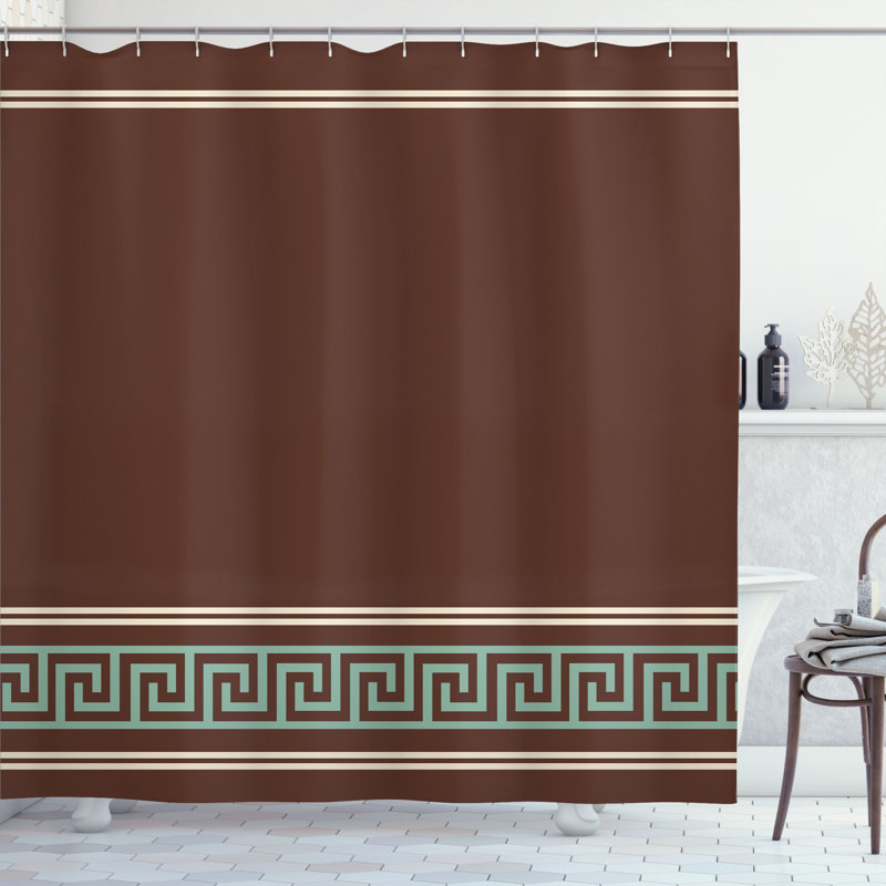 Geometric Shower Curtain with Hooks Included, 84"H x 69"W, White/Blue