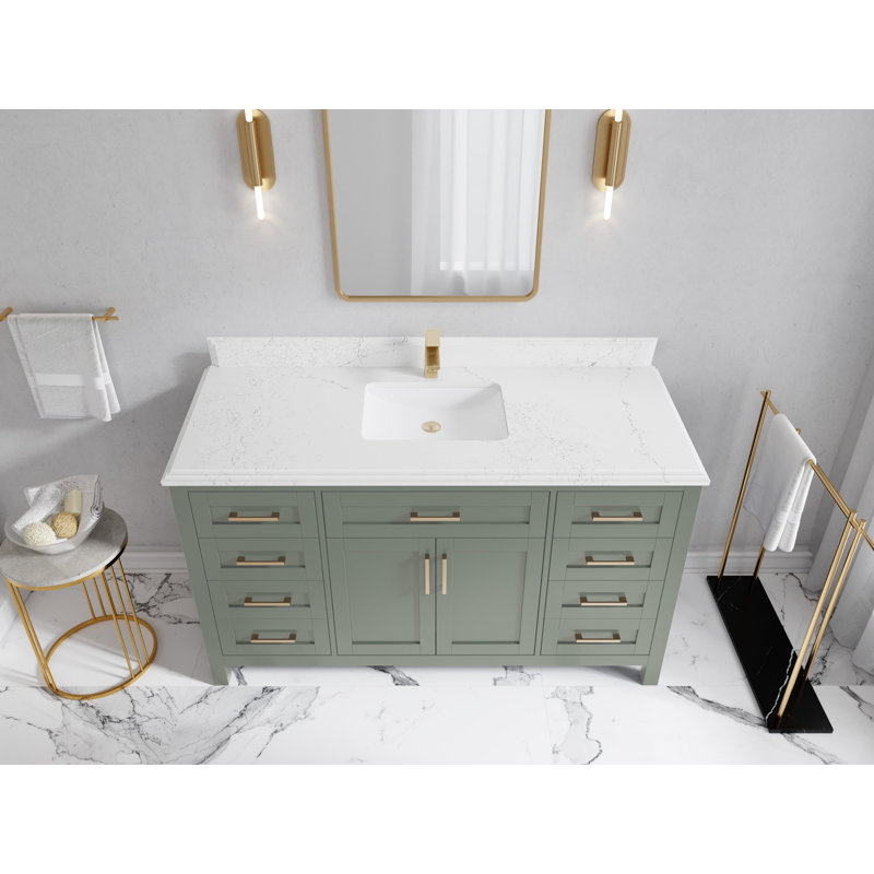 Cambridge 60 " W Freestanding Standard Free Standing 1 Single Vanity Bathroom Vanity With Quartz Top, Empira