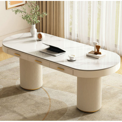 Stylish Light Luxury Dining Table with Sintered Stone Top & Hollow-Out Legs