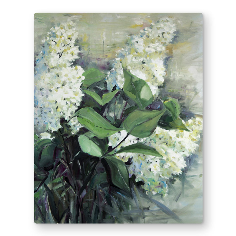 Lilacs - Rustic Green Metal Print for Home Decor