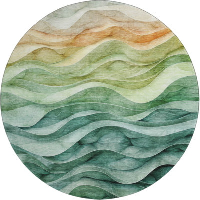 Premium Machine Washable Alijah AMF1242 Swirls Rug