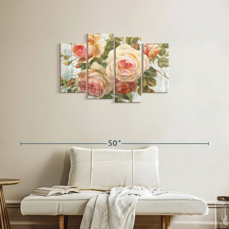 Roses Harnek rétro sur bois flottant, H 22 po x l 36 po