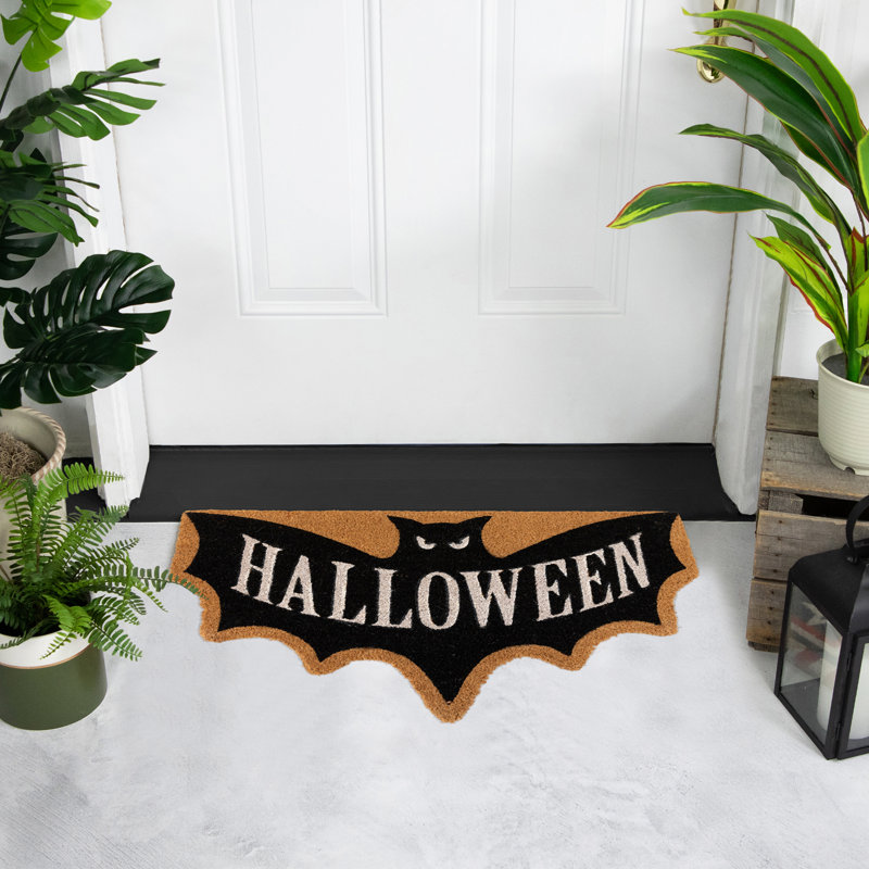 Natural Coir "Halloween" Bat Shaped Doormat 18" x 30"