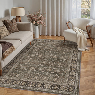 Steven Vintage Washable Area Rugs With Non-Slip Backing