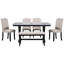 Modern Style 6-Piece Dining Table With 4 Chairs & 1 Bench,Table With Marbled Veneers Tabletop And V-Shaped Table Legs