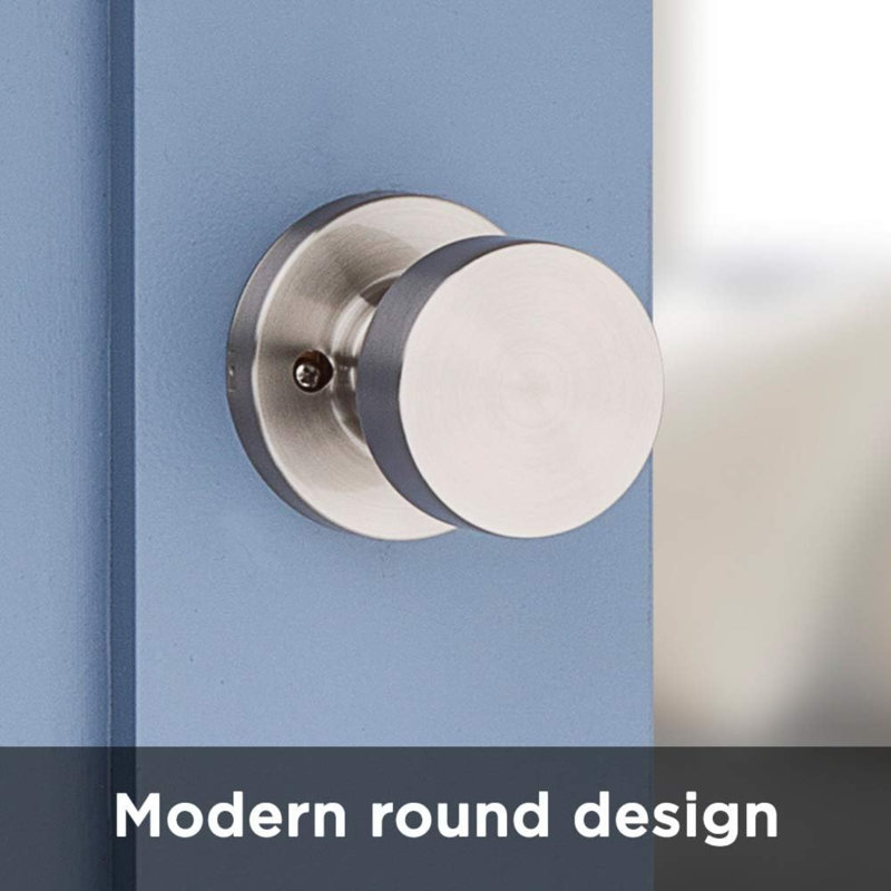 Bouton de porte de passage intérieur Pisme, poignée pour portes de placard et de couloir, poignée de porte non verrouillable en nickel satiné, avec protection Microban