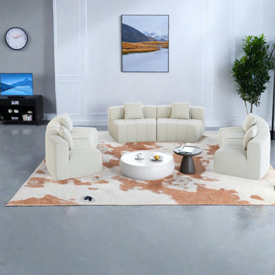 Canapé incurvé moderne en chenille beige pour la maison