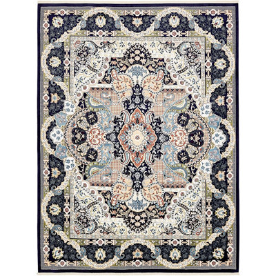 Tapis oriental gris / brun clair / bleu Kelayeh