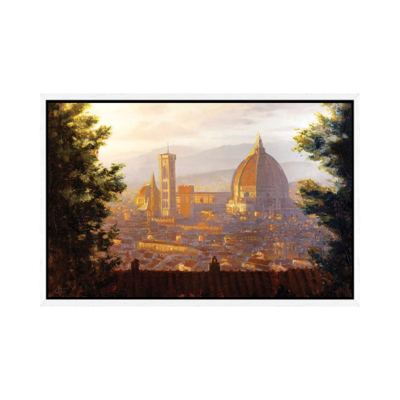 Florence, Italy - The Duomo From A Distance II by Christopher Clark - Print on Canvas, 101.6 cm H x 66.04 cm W, White Framed