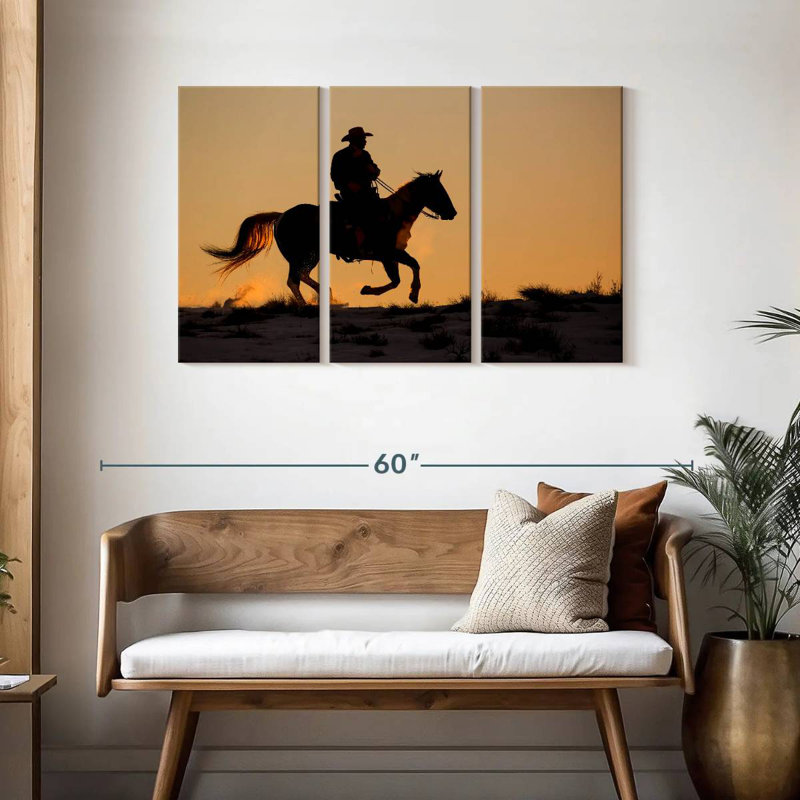 Lelar Cowboy On Horse, 28" H x 45" W