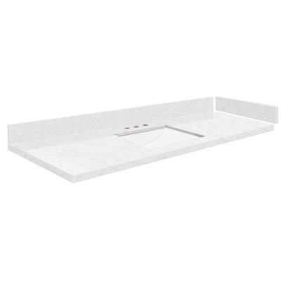 61'' Quartz Single Vanity Top with Sink and 3 Faucet Holes -  Transolid, VT61x22-1RU-LYR-8