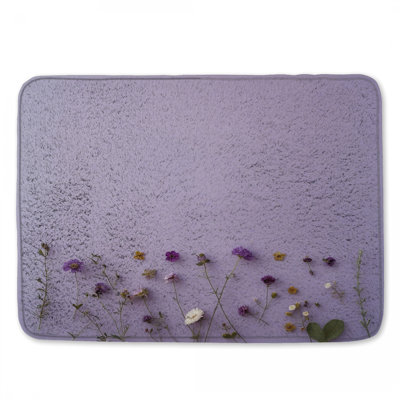 Purple Wildflowers On Lavender Bath Mat