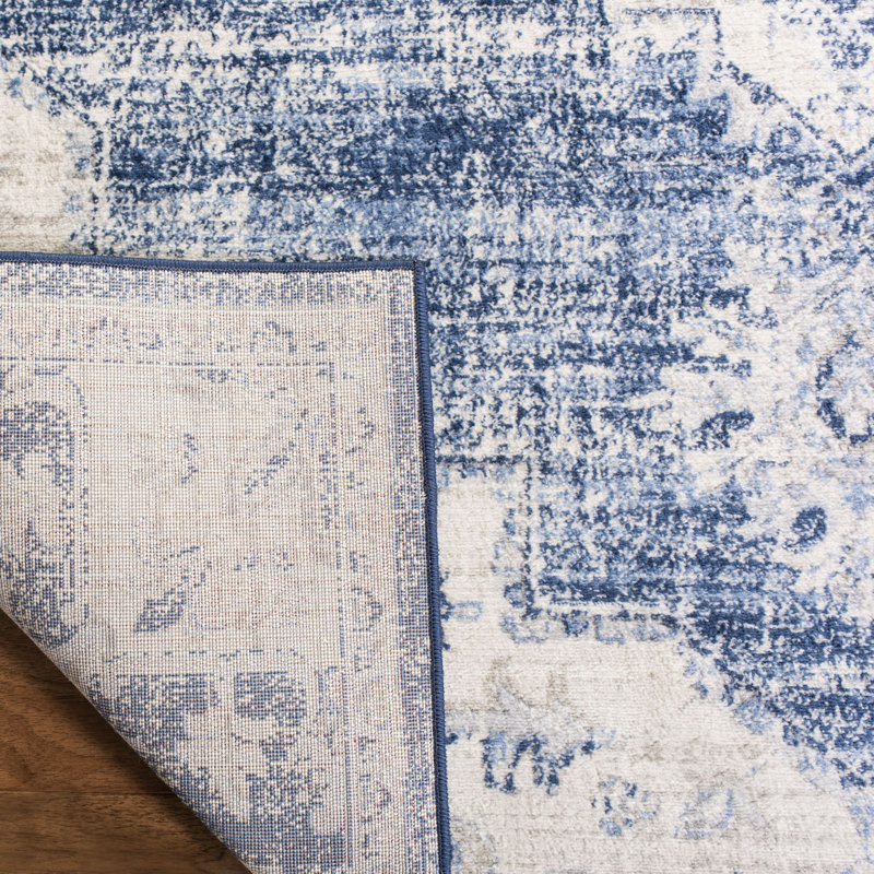 Aurelle Oriental Navy Area Rug, Rectangle 9' x 12'