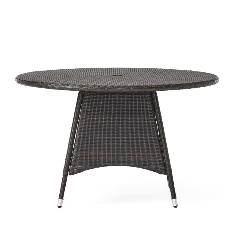 Outdoor Rd Table , 48"X48"X28.25", Brown Pe , Iron Frame, Water , Stylish Patio Furniture 48" Diameter, 28.25" Height,