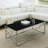 31.4 Inch Modern Two-Tier Square Coffee Table - An Elegant Combination of Clear Glass and Marble Pattern Sticker.It can be used as a coffee table,a side table or a display stand.-235532371