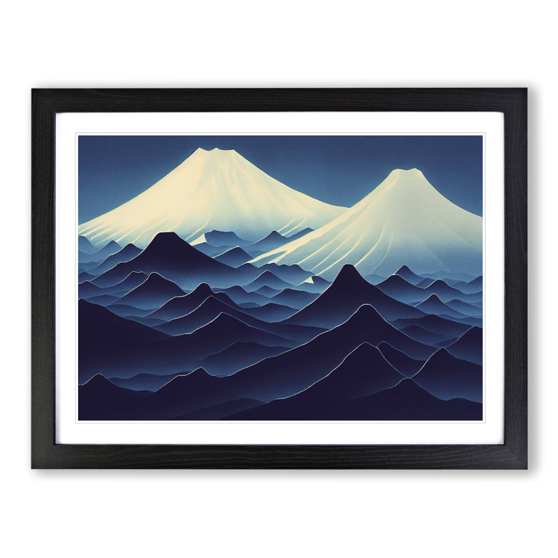 XH1022-8640X Superb Japanese Mountains - Single Picture Frame Print, 25cm H x 34cm W, Black