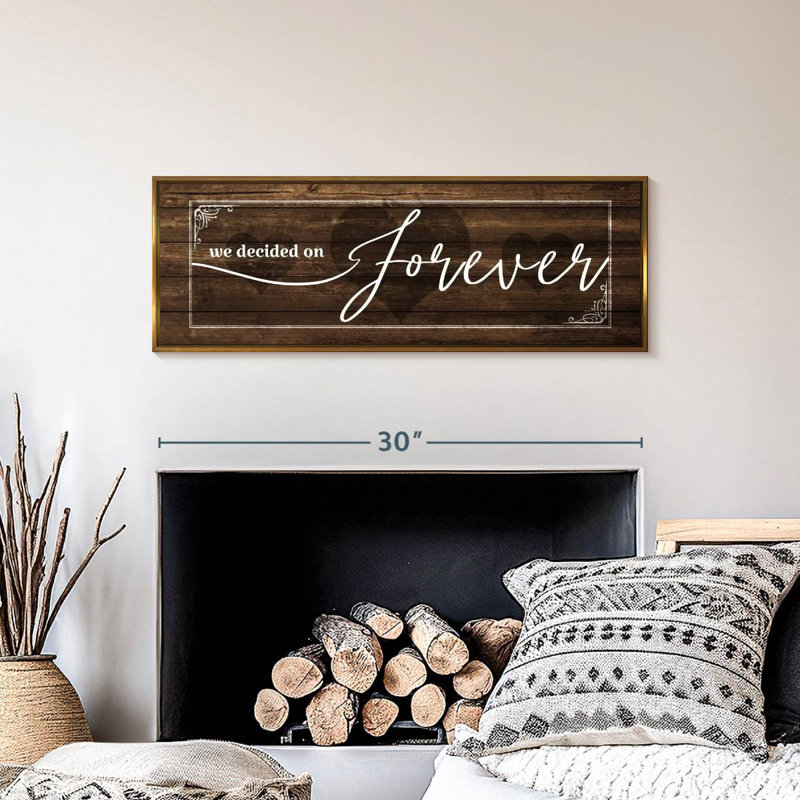 Plaque murale «Forever Love», Cadre flottant doré, 31 po x 11 po