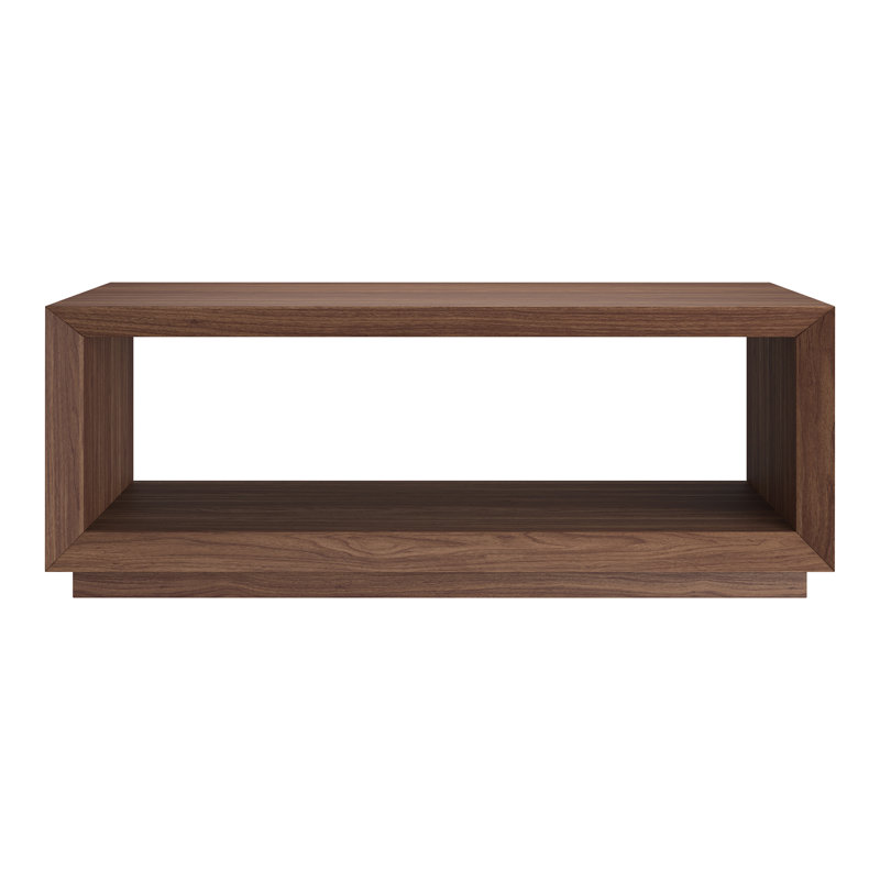 Atrell Solid Coffee Table with Storage, Satin Walnut