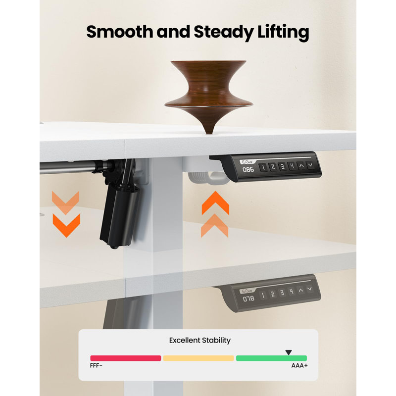 Height Adjustable Rectangular Standing Desk, 118cm H x 70cm W x 140cm D, White