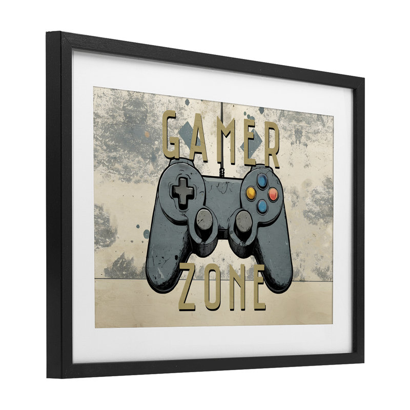 Zone de jeu avec impression abstraite encadrée sous verre, design par Kim Allen, H 14 po x l 20 po, Cadre noir minuit