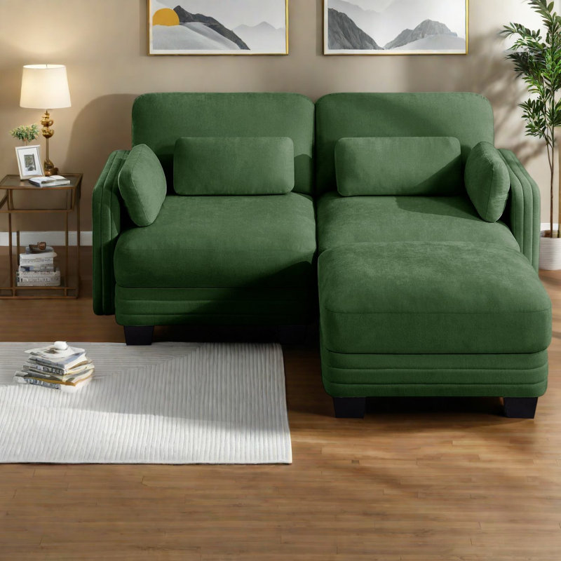 Canapé modulaire compact en chenille verte pour la maison
