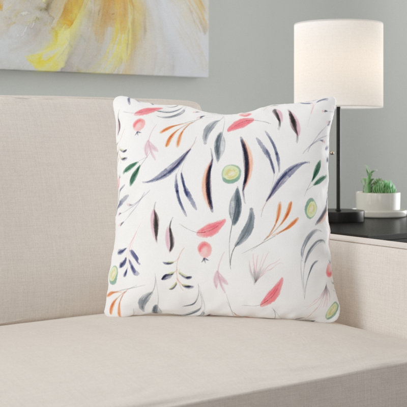 Coussin décoratif aquarelle Bullington, Microsuède, Intérieur