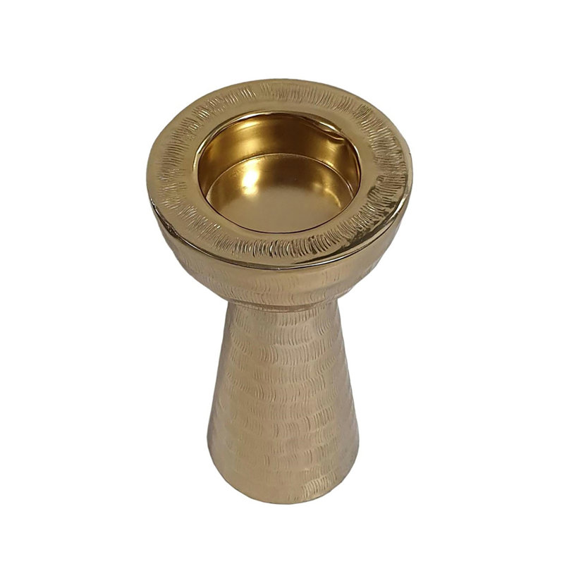 Porte-bougie en aluminium fait à la main - doré, H 10 po x l 5 po x P 5 po