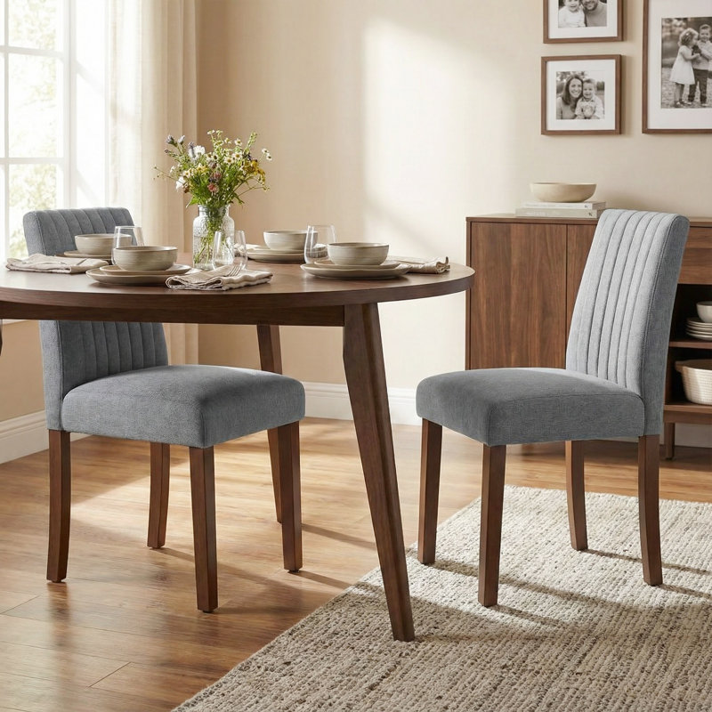 48cm H Fabric Upholstered Upholstered Back Side Chair, Dark Grey
