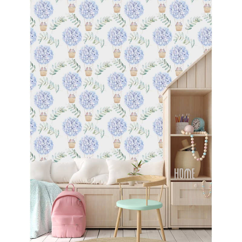 Panneau de papier peint adhésif lilas avec oiseaux L 18,75 pi x l 25 po