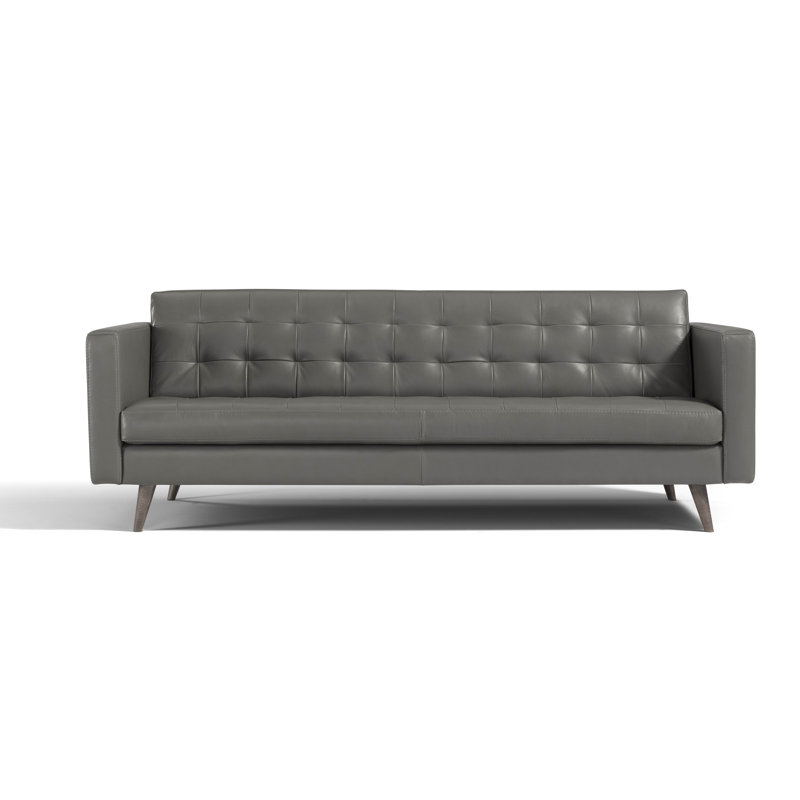 Mekhi Upholstered 87'' Sofa, Dark Gray Genuine Leather