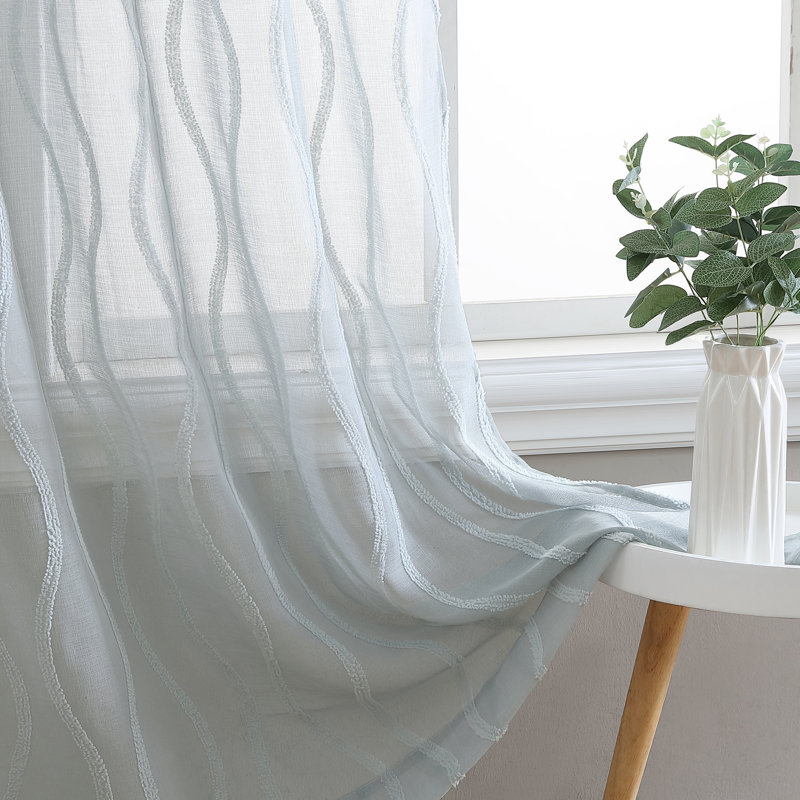 Juvenile Geometric Sheer Rod Pocket Curtain Panels, Silver