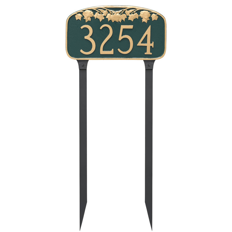 Enseigne d’adresse pour pelouse sur 1 ligne, Blanc / argent, Oui